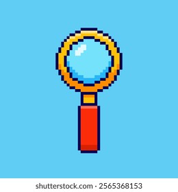 Vector Illustration of magnifier with Pixel Art Design, perfect for game assets themed designs