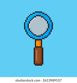 Vector Illustration of magnifier with Pixel Art Design, perfect for game assets themed designs
