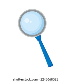 Vector illustration of a magnifying glass. Illustration in cartoon style isolated on white background. Children's creativity in the children's room, study and drawing