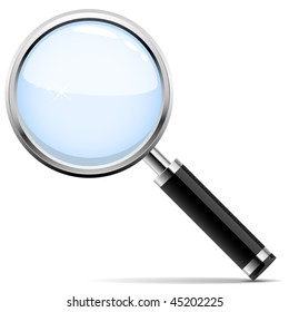 Vector illustration of magnifying glass isolated on white background.