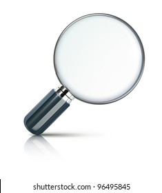 Vector illustration of magnifying glass isolated on white background.