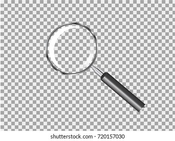 Vector illustration of magnifying glass on transparent background.