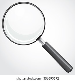 Vector illustration of magnifying glass over white