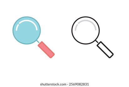 Vector illustration of a magnifying glass, symbolizing search, focus, and discovery. Clean and modern design, ideal for educational materials, analysis concepts, detective themes, and web icons.