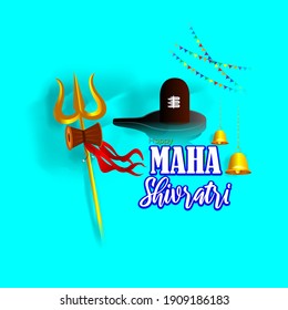 Vector illustration of Maha Shivratri banner with bells and God Shiva, Hindu festival Shivratri poster.