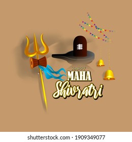 Vector illustration of Maha Shivratri banner with bells and God Shiva, Hindu festival Shivratri poster.