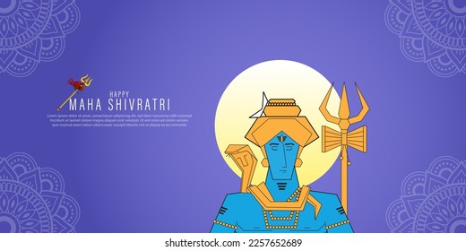 Vector illustration of Maha Shivratri banner Indian festival written Hindi text means adoration of lord shiva