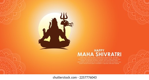 Vector illustration of Maha Shivratri banner Indian festival written Hindi text means adoration of lord shiva