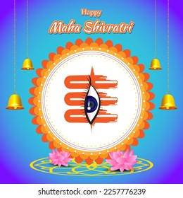 Vector illustration of Maha Shivratri banner Indian festival written Hindi text means adoration of lord shiva