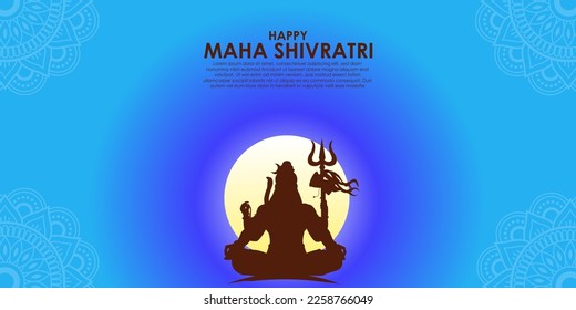 Vector illustration of Maha Shivratri banner Indian festival written Hindi text means adoration of lord shiva