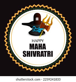 Vector illustration of Maha Shivratri banner Indian festival written Hindi text means adoration of lord shiva