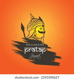 Vector illustration of Maharana Pratap Jayanti social media story feed set mockup template design written Hindi text means happy Maharana Pratap Jayanti 