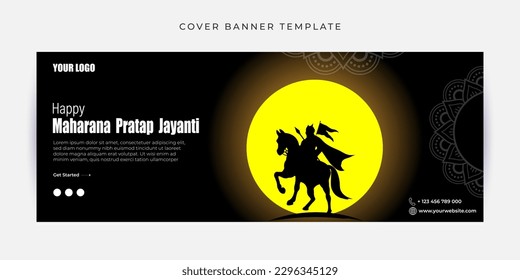 Vector illustration of Maharana Pratap Jayanti Fb cover banner mockup design Template