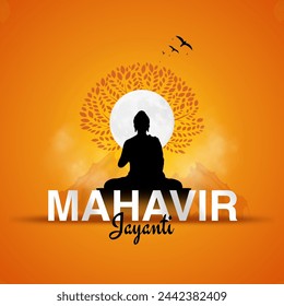 Vector illustration Of Mahavir Jayanti, Celebration of Mahavir birthday, Religious festival in Jainism.