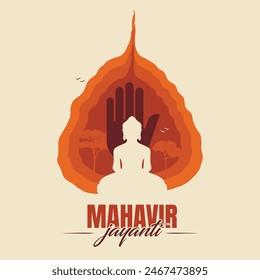 Vektorillustration von Mahavir Jayanti, Geburtstagsfeier von Mahavir, religiöses Fest im Jainismus.