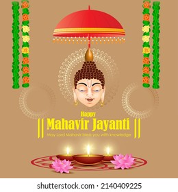 Vector illustration of Mahavir Jayanti concept banner, the birth of Mahavir. Religious festival in Jainism.