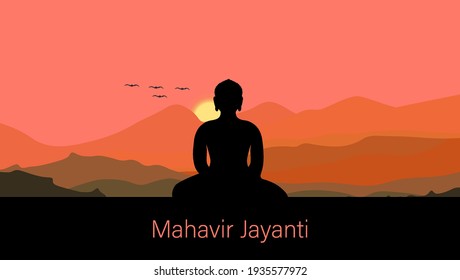 Vector illustration of Mahavir Jayanti. Poster banner Vector