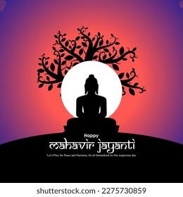 Vector illustration of Mahavir Jayanti wishes banner