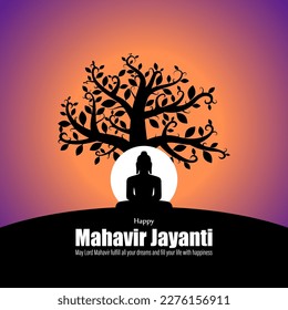 Vector illustration of Mahavir Jayanti wishes banner