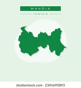 Vector de ilustración del mapa de Mahdia de Túnez