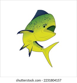 Vector illustration of mahi mahi fish, used for fishing logo company