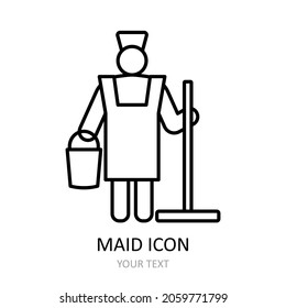 Vector illustration with maid icon. Outline symbol.