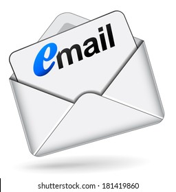 Vector illustration of mail 3d icon on white background