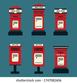 Vector illustration of mail boxes set. Vintage English post box.