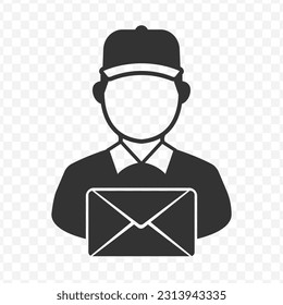 Vector illustration of mail courier icon in dark color and transparent background(png).