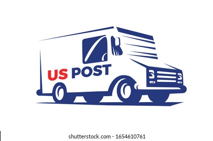 Vector Illustration of the Mail Delivery Truck. Template design