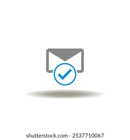 Vector illustration of mail envelope with check mark. Symbol of message.
