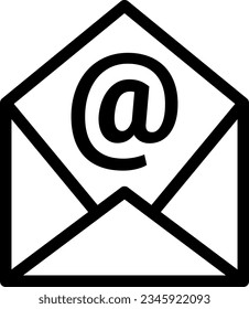 Vector illustration of mail envelope icon with at symbol. Email sending.