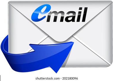 Vector illustration of mail icon on white background