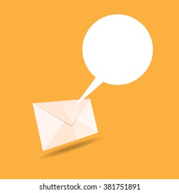 Vector illustration of mail letter envelope with talk bubble.