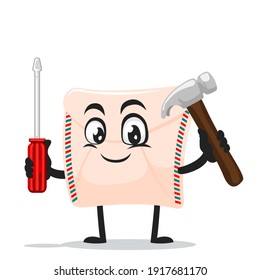 vector illustration of mail mascot or character holding hammer and screwdriver