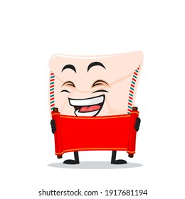 vector illustration of mail mascot or character holding blank wooden