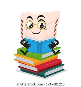 vector illustration of mail mascot or character reading book
