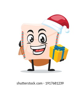 vector illustration of mail mascot or character wearing santa hat