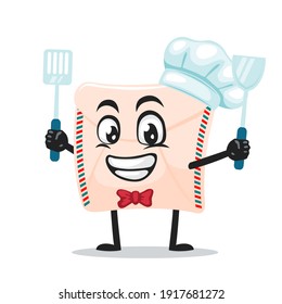 vector illustration of mail mascot or character wearing chef hat and holding spatula