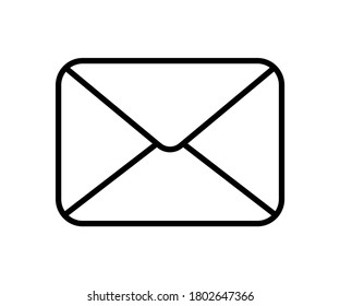 Vector illustration of mail symbol, email icon, web icon, envelope icon, thin line icon on isolated background.