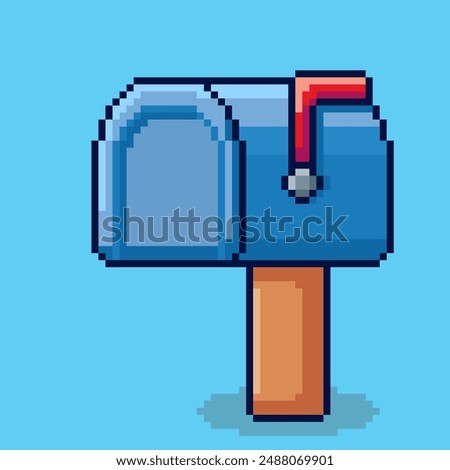 Vector Illustration of mailbox with Pixel Art Design, perfect for game assets themed designs