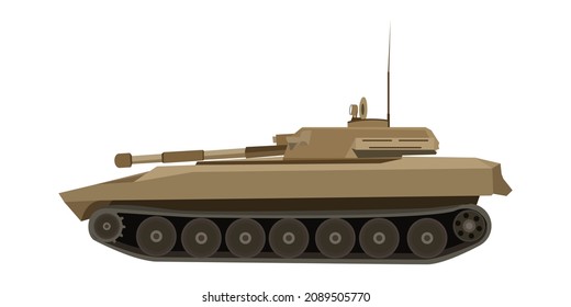 Ilustración vectorial del tanque de batalla principal, tanque de combate militar, arma moderna