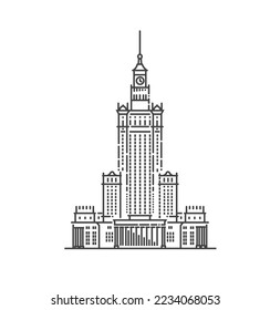 Vector illustration. Main landmark of Poland. Palace of Culture and Science