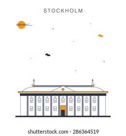 vector illustration of main Stockholm sights. Capital of Sweden. Can be used fro banners, posters, advertisement.  
