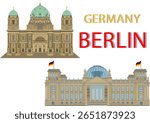 Vector illustration of main symbols of Berlin, Germany