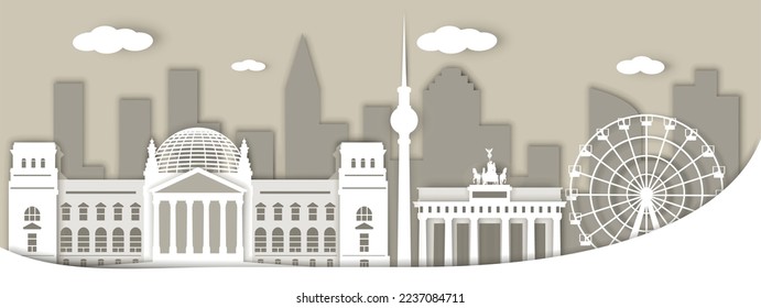 Ilustración vectorial de los principales símbolos de Berlín, Alemania