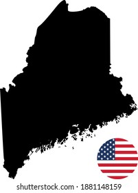 vector illustration of Maine map with American flag