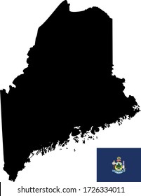 vector illustration of Maine map with flag