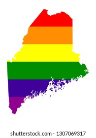 vector illustration of Maine map with lgbt flag