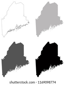 vector illustration of Maine maps